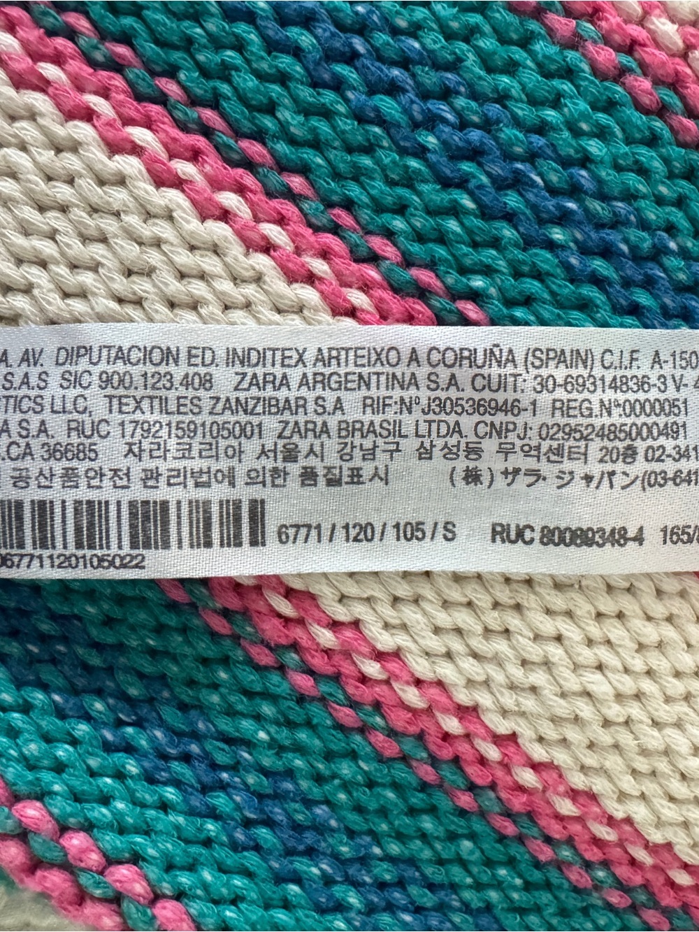 Zara Teal, Cream & Pink Striped Knit Halter Top - Picture 8 of 9